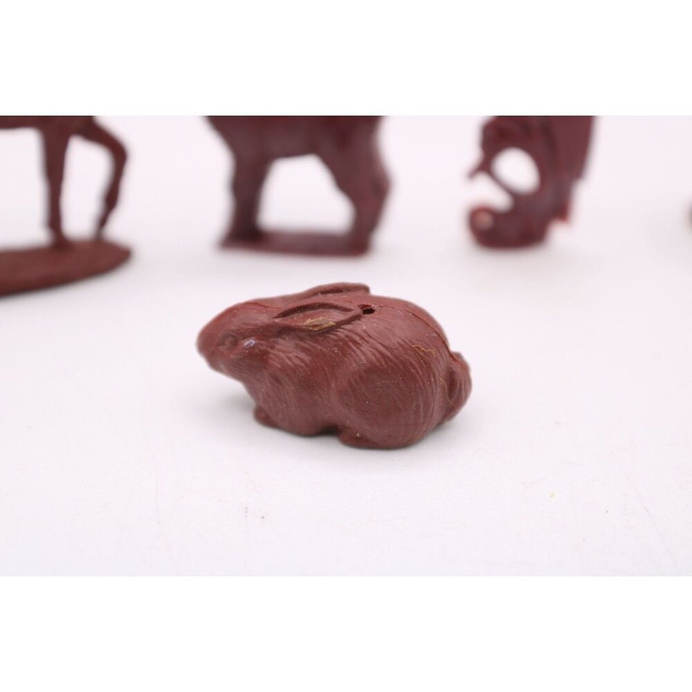 Marx Red Brown Auburn Farm Wildlife Animals Plastic Props Toys Playset Set 6 Vtg - Picture 4 of 7